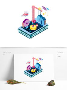 網絡科技工廠2.5d可商用元素圖片素材 ai格式 下載 互聯網圖標大全